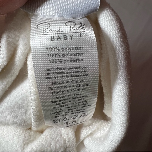 3-6 mo Rene Rofe White Fuzzy Matching Set - Picture 6 of 6